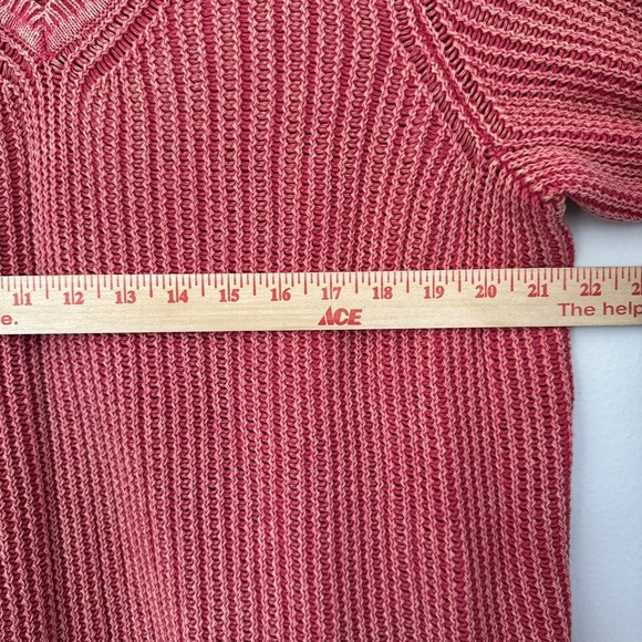 Style & Co Pink Knit‎ V-Neck High Low Hem Sweater Women X-L Stressed Worn Look - Picture 3 of 6